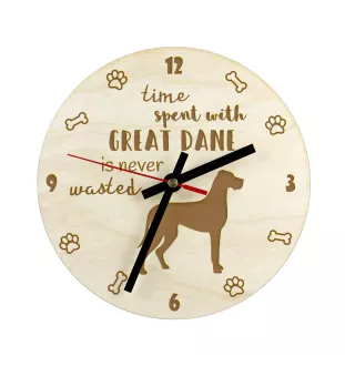 Dogue allemand, Grand danois II - horloge avec chien, horloge en bois, horloge murale pour les amoureux des chiens, horloge de bureau et étagère, Art-Dog