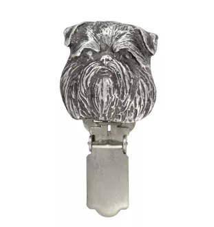 Brüsseler Griffon, Griffon Bruxellois - Brosche mit Clip, Startnummernhalter, versilberte Anstecknadel für Hundeausstellungen der Marke Art-Dog