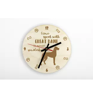 Great Dane II - clock with a dog, wooden clock, wall clock for dog lovers, clock for desk and shelf, Art-Dog