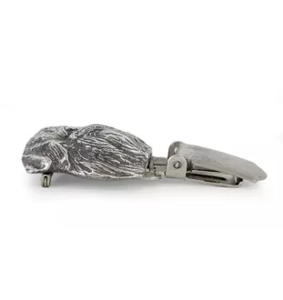 Griffon Bruxellois, Brussels Griffon - brooch with a clip, holder for a start number, silver-plated dog show pin from the Art-Dog brand