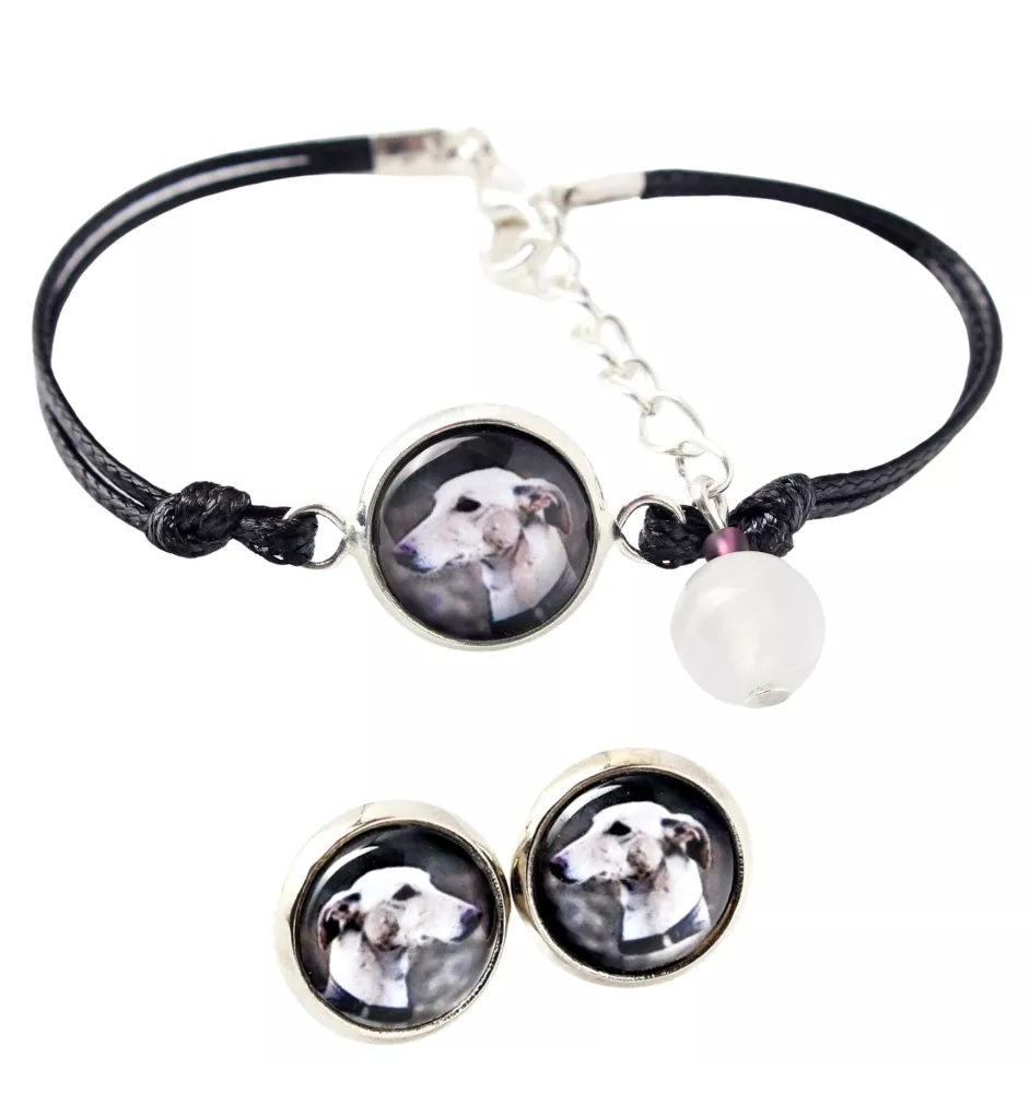 Lévrier anglais, Greyhound - ensemble de bijoux avec votre photo, accessoire féminin, article fait main, produit fabriqué à la main avec passion pour la création de la marque Art-Dog
