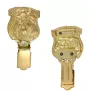 Griffon Bruxellois, Brussels Griffon - brooch with a clip, gold-plated holder for a race number, elegant dog show pin from Art-Dog brand