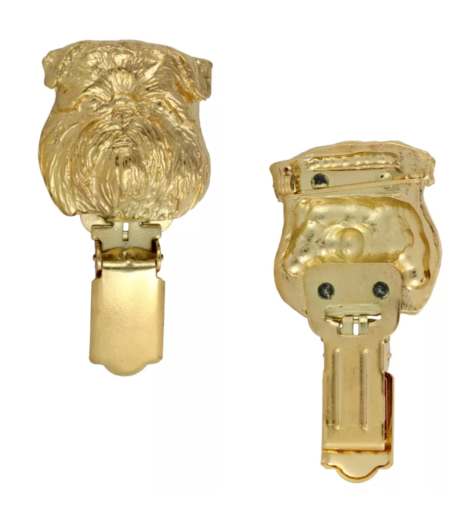 Griffon bruxellois - broche avec pince, support doré pour numéro de départ, cadeau pour exposition de chiens de la marque Art-Dog