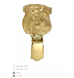 Brüsseler Griffon, Griffon Bruxellois - Brosche mit Clip, vergoldeter Startnummernhalter, Geschenk für Hundeausstellung der Marke Art-Dog