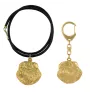 Griffon bruxellois I - porte-clés et collier avec chien dans une boîte, produit plaqué or de haute qualité, marque Art-Dog