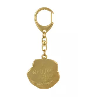 Griffon bruxellois I - porte-clés et collier avec chien dans une boîte, produit plaqué or de haute qualité, marque Art-Dog