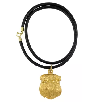 Griffon bruxellois - porte-clés et collier avec chien dans une boîte, produit plaqué or de haute qualité, marque Art-Dog