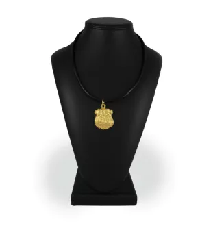 Griffon Bruxellois, Brussels Griffon - keychain and necklace with a dog in a box, high-quality gold-plated product, Art-Dog brand