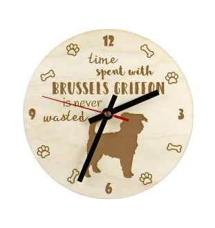 Griffon Bruxellois, Brussels Griffon - clock with a dog, wooden clock, wall clock for dog lovers, clock for desk and shelf, Art-Dog