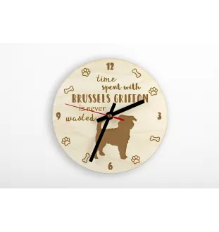 Griffon bruxellois - horloge avec chien, horloge en bois, horloge murale pour les amoureux des chiens, horloge de bureau et étagère, Art-Dog