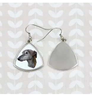 Greyhound, English Greyhound - earrings with a picture and the inscription geometric dog Art-Dog