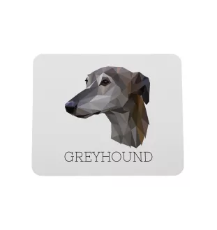 Greyhound, English Greyhound - geometric mouse pad with a picture and text by Art-Dog