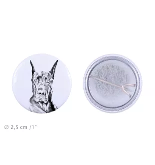 Deutsche Dogge, Ulmer Dogge, Große Dogge - Anstecknadel mit Ihrem Hund, fügen Sie Ihr eigenes Foto hinzu, Marke Art-Dog
