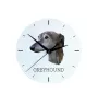 Lévrier anglais, Greyhound - horloge murale géométrique avec photo et logo de la marque Art-Dog
