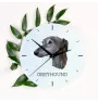 Lévrier anglais, Greyhound - horloge murale géométrique avec photo et logo de la marque Art-Dog