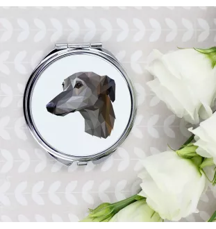 Greyhound, English Greyhound - mirror with a geometric design and the brand name Art-Dog