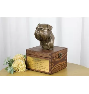 Griffon Bruxellois, Brussels Griffon - urn for dog ashes with a statuette, small urn for a dog, personalized urn with a bust of a dog by Art-Dog brand