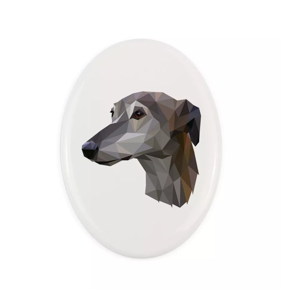 Lévrier anglais, Greyhound - une plaque avec une photo et un motif géométrique de la marque Art-Dog