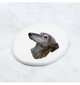 Lévrier anglais, Greyhound - une plaque avec une photo et un motif géométrique de la marque Art-Dog