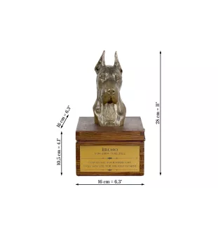 Deutsche Dogge, Ulmer Dogge, Große Dogge I - Eine Ascheurne für Hunde mit einer Statuette, eine kleine Urne für Hunde, eine personalisierte Urne mit dem Porträt eines Hundes von der Marke Art-Dog.