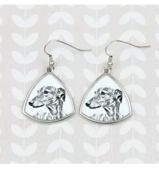 Lévrier anglais, Greyhound - boucles d'oreilles avec chien, boucles d'oreilles pendantes avec photo, bijoux personnalisés avec impression de la marque Art-Dog