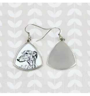 Greyhound, Grosser Englischer Windhund - Hund Ohrringe, hängende Ohrringe mit Bild, personalisierter Schmuck mit dem Aufdruck der Marke Art-Dog