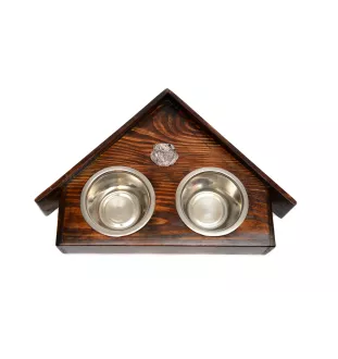 Griffon Bruxellois, Brussels Griffon I - wooden stand with bowls for a dog, decorative dog bowls, a gift for adopting a dog from the Art-Dog brand