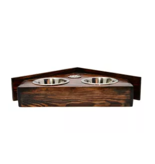 Griffon Bruxellois, Brussels Griffon I - wooden stand with bowls for a dog, decorative dog bowls, a gift for adopting a dog from the Art-Dog brand
