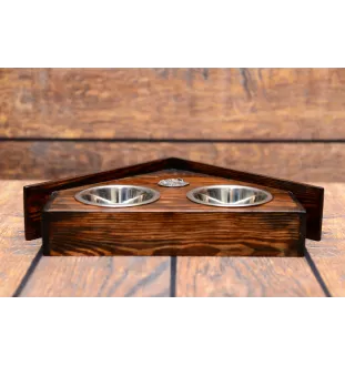 Griffon bruxellois I - support en bois avec des bols pour chien, bols pour chien décoratifs, cadeau pour l'adoption d'un chien de la marque Art-Dog