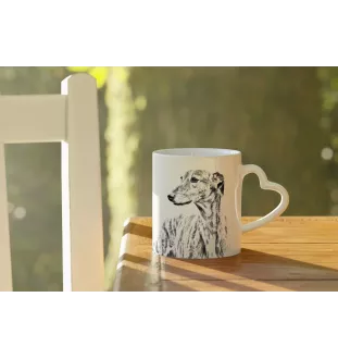 Greyhound, Grosser Englischer Windhund - Tasse mit Hund, entzückende Tasse mit herzförmigem Henkel, universelles Geschenk der Marke Art-Dog