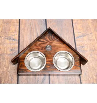 Griffon bruxellois - support en bois avec des bols pour chien, bols pour chien décoratifs, cadeau pour l'adoption d'un chien de la marque Art-Dog
