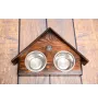 Griffon Bruxellois, Brussels Griffon - wooden stand with bowls for a dog, decorative dog bowls, a gift for adopting a dog from the Art-Dog brand