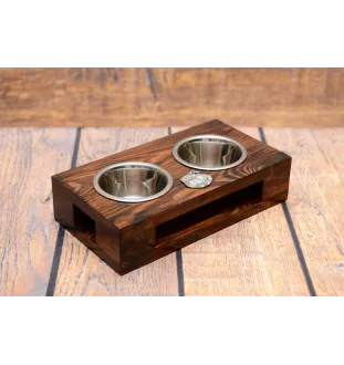 Griffon bruxellois I - support en bois avec des bols pour chien, bols pour chien en acier, cadeau pour l'adoption d'un chien de la marque Art-Dog