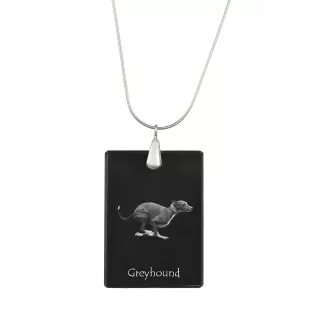 Greyhound, English Greyhound - Crystal pendant with dog, silver necklace with photo, personalised pendant by Art-Dog brand