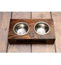 Griffon Bruxellois, Brussels Griffon - wooden stand with bowls for a dog, steel dog bowls, a gift for adopting a dog from the Art-Dog brand