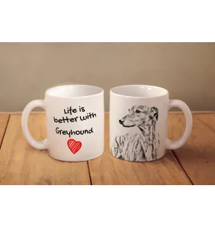 Greyhound, Grosser Englischer Windhund - Tasse mit Hund, Tasse mit Bild, personalisiertes Geschenk der Marke Art-Dog