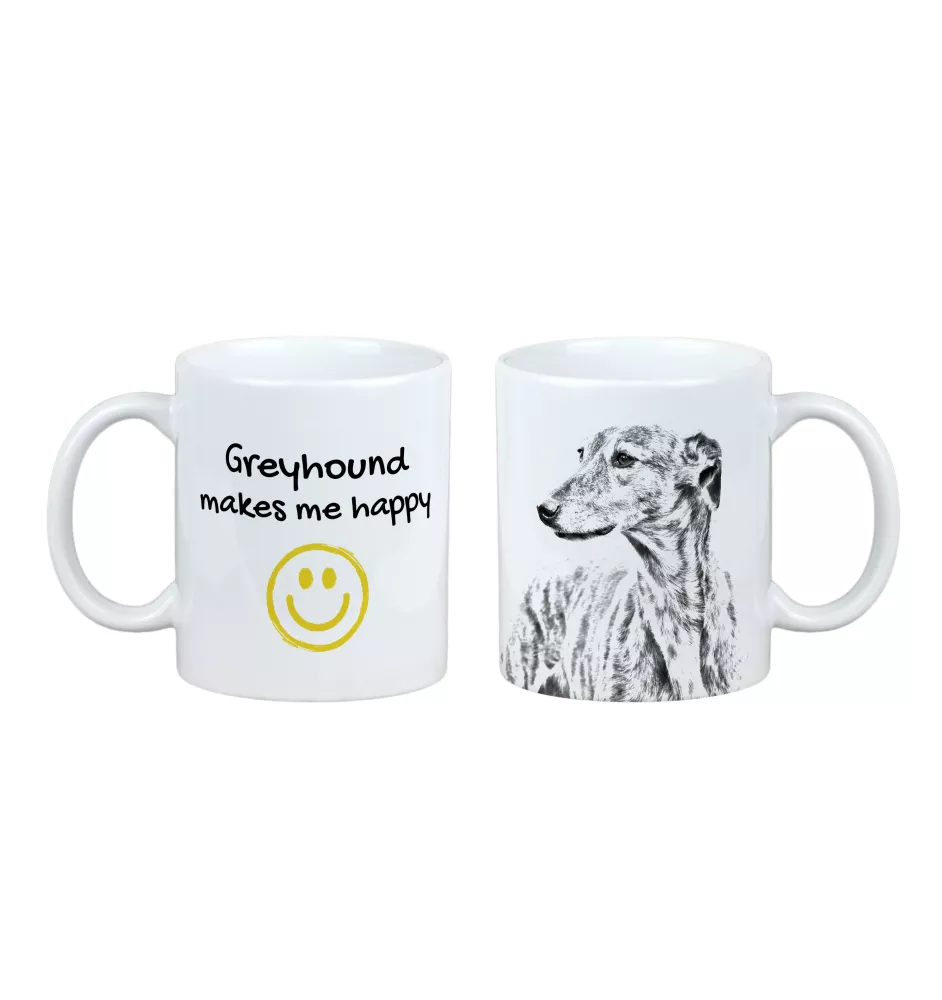 Lévrier anglais, Greyhound - tasse avec chien, une tasse joyeuse pour les amoureux des chiens, un cadeau personnalisé de la marque Art-Dog