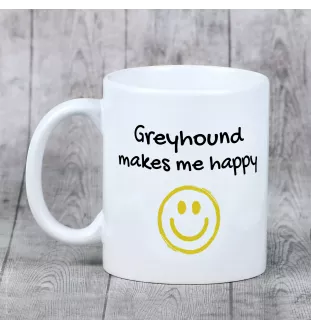 Greyhound, Grosser Englischer Windhund - Tasse mit Hund, fröhliche Tasse für Hundeliebhaber, personalisiertes Geschenk der Marke Art-Dog