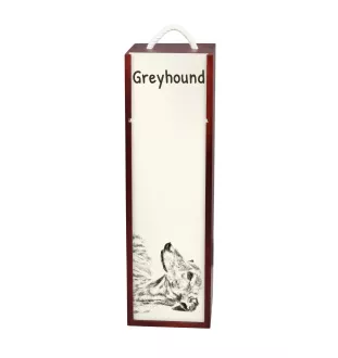 Lévrier anglais, Greyhound - boîte à vin avec chien, boîte à alcool avec graphisme, boîte cadeau personnalisée de la marque Art-Dog