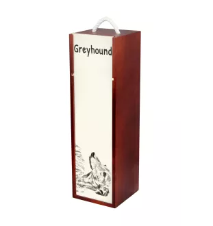 Lévrier anglais, Greyhound - boîte à vin avec chien, boîte à alcool avec graphisme, boîte cadeau personnalisée de la marque Art-Dog
