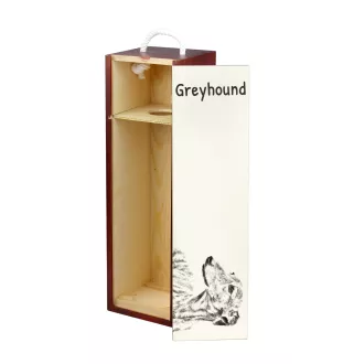 Lévrier anglais, Greyhound - boîte à vin avec chien, boîte à alcool avec graphisme, boîte cadeau personnalisée de la marque Art-Dog