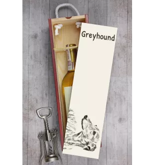 Lévrier anglais, Greyhound - boîte à vin avec chien, boîte à alcool avec graphisme, boîte cadeau personnalisée de la marque Art-Dog