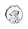 Lévrier anglais, Greyhound - miroir de poche avec chien, miroir personnalisé pour sac à main, miroir compact avec impression de la marque Art-Dog