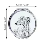 Lévrier anglais, Greyhound - miroir de poche avec chien, miroir personnalisé pour sac à main, miroir compact avec impression de la marque Art-Dog