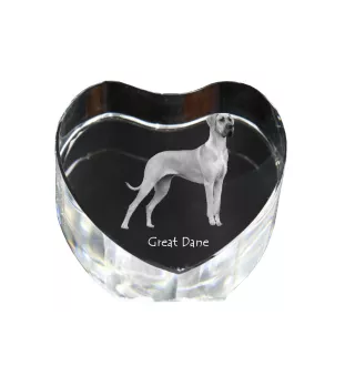 Great Dane I - a photo of a dog in crystal, crystal heart, unique photo frame from the Art-Dog brand