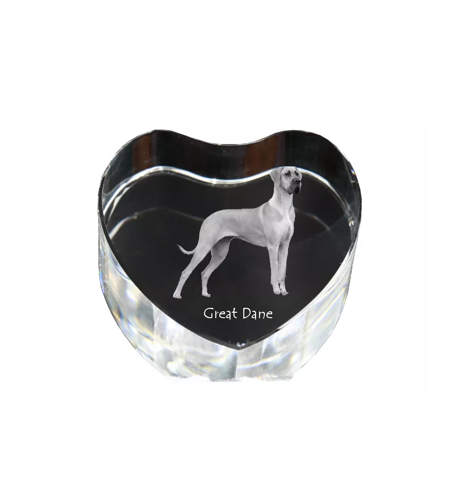 Great Dane I - a photo of a dog in crystal, crystal heart, unique photo frame from the Art-Dog brand