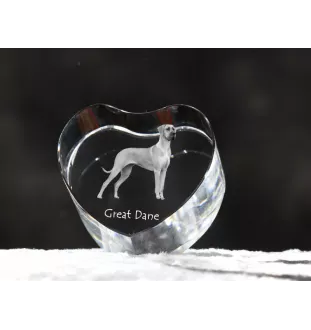 Deutsche Dogge, Ulmer Dogge, Große Dogge I - Hundebild im Kristall, Kristallherz, einzigartiger Bilderrahmen der Marke Art-Dog