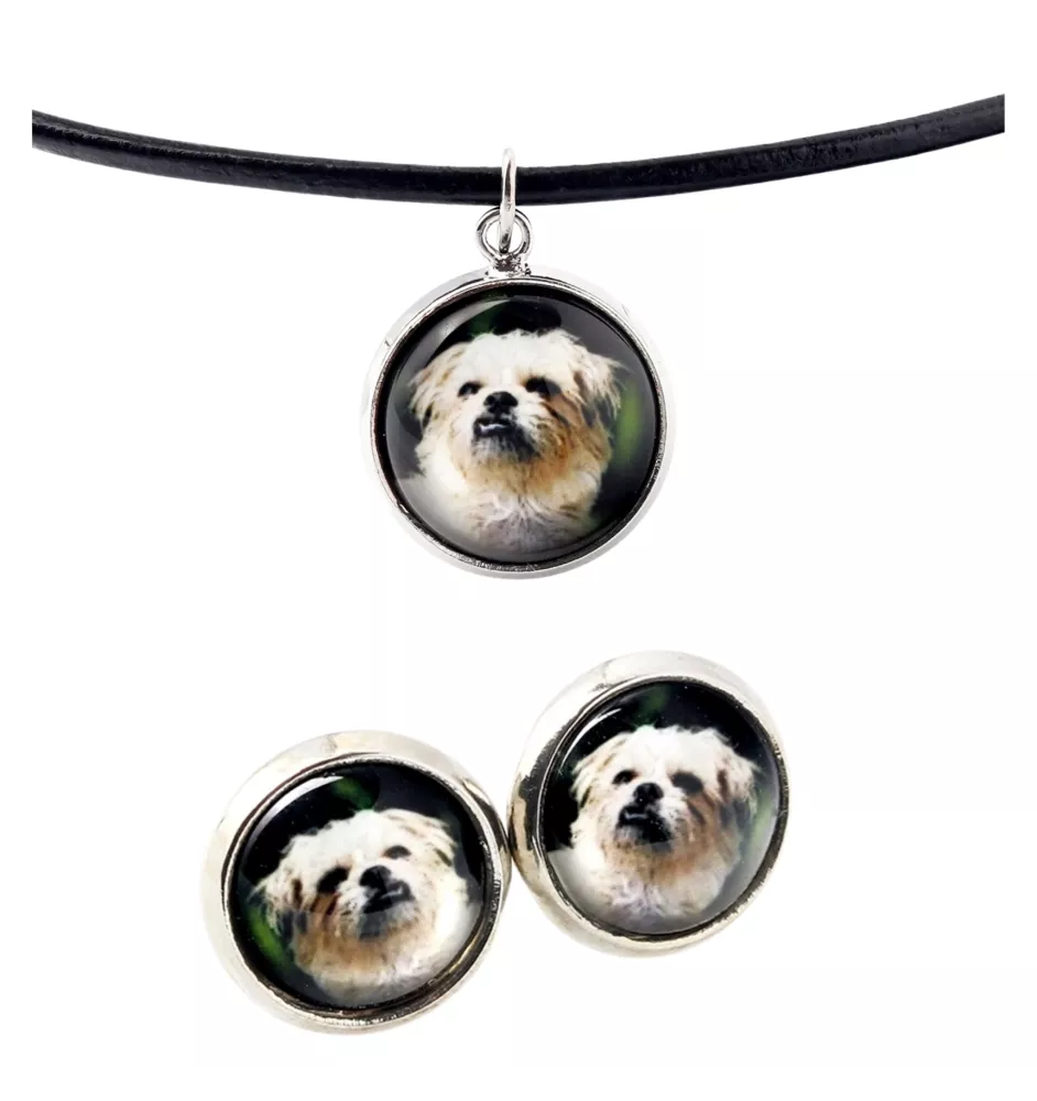 Griffon Bruxellois, Brussels Griffon - jewelry with your photo box, set of necklace and earrings, personalized products from the Art-Dog brand