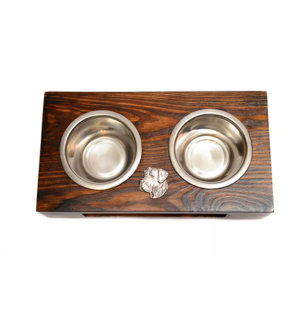 Deutsche Dogge, Ulmer Dogge, Große Dogge II - Holzständer mit Näpfen für Hunde, Edelstahlnäpfe, Geschenk zur Adoption eines Hundes von der Marke Art-Dog