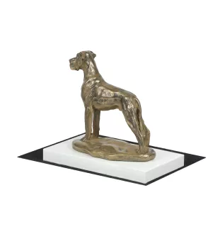 Dogue allemand, Grand danois II - statuette de chien, figurine sur un socle blanc, trophée pour exposition de chiens de la marque Art-Dog